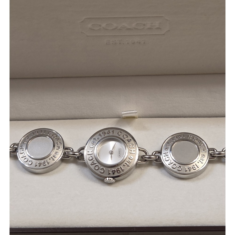 Rare Vintage Coach Watch Coin Bracelet Toggle Clasp 7.5" Excellent Condition - Picture 4 of 8
